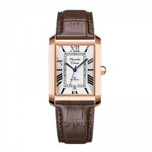 Alexandre Christie AC 8714 Rosegold White Leather Man MDLRGSL